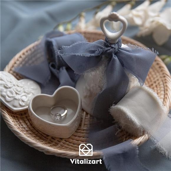 3 Rolls Handmade Fringe Chiffon Silk Ribbon Gauze 1.5" x7Yd Cream &Green Ribbons - Picture 4 of 6